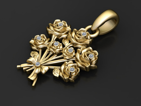 RED ROSE FLOWERS PENDANT 3D PRINTABLE MODEL 3D 프린트 모델