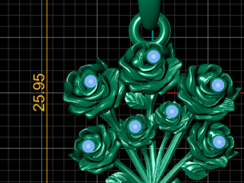 RED ROSE FLOWERS PENDANT 3D PRINTABLE MODEL 3D 프린트 모델