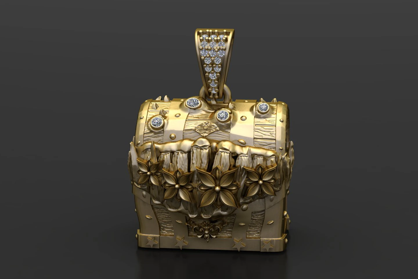 GOLD TRAEGER BOX PENDANT 3D PRINTABLE MODEL 3D Print Model .c4d .max .obj .3ds .fbx .stl .blend 