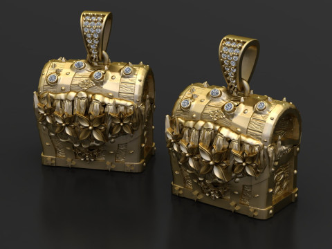 GOLD TRAEGER BOX PENDANT 3D PRINTABLE MODEL 3D Принт Модель