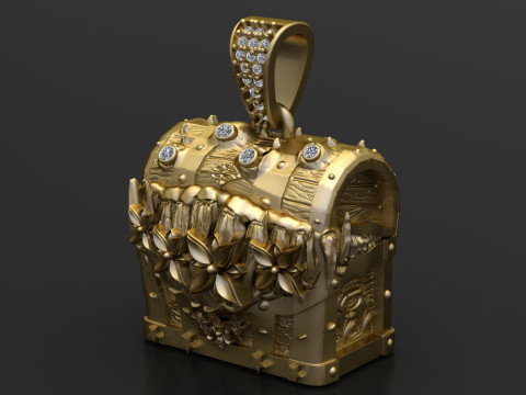 GOLD TRAEGER BOX PENDANT 3D PRINTABLE MODEL 3D Принт Модель