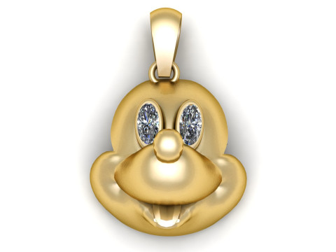 GOLDEN MICKEY MOUSE FACE PENDANT 3D PRINTABLE MODEL 3D Print Model