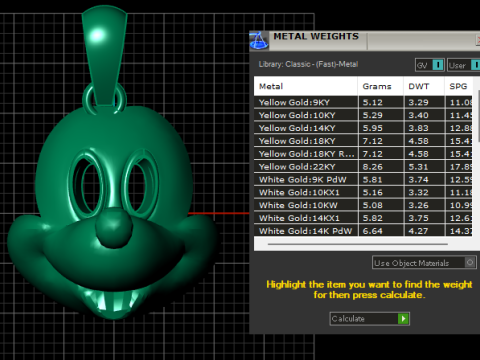 GOLDEN MICKEY MOUSE FACE PENDANT 3D PRINTABLE MODEL 3Dプリントモデル