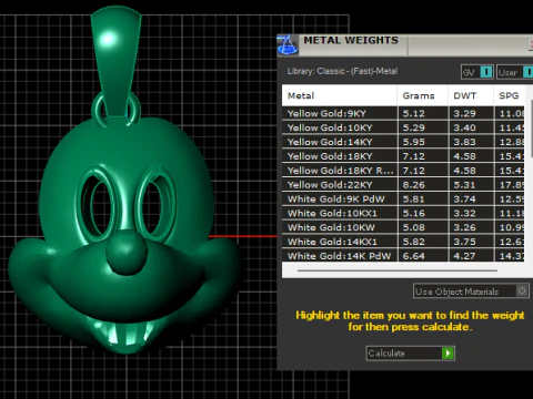 GOLDEN MICKEY MOUSE FACE PENDANT 3D PRINTABLE MODEL 3D Print Model