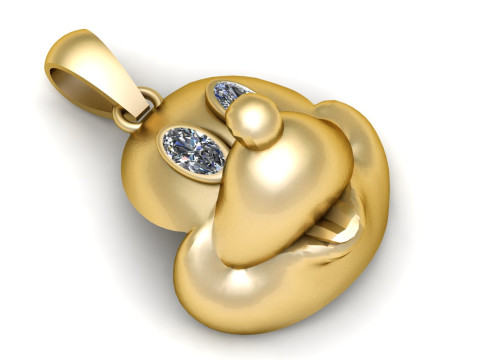 GOLDEN MICKEY MOUSE FACE PENDANT 3D PRINTABLE MODEL 3Dプリントモデル