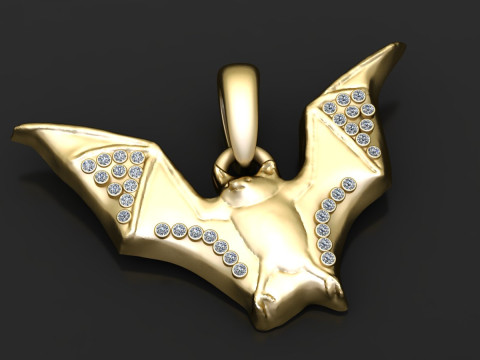 BAT ANIMAL DIAMOND PENDANT 3D PRINTABLE MODEL 3Dプリントモデル