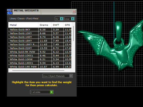 BAT ANIMAL DIAMOND PENDANT 3D PRINTABLE MODEL 3D प्रिंट मॉडल