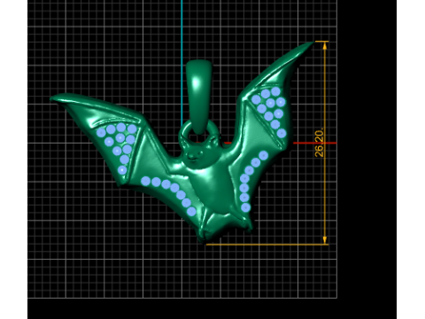 BAT ANIMAL DIAMOND PENDANT 3D PRINTABLE MODEL 3D प्रिंट मॉडल