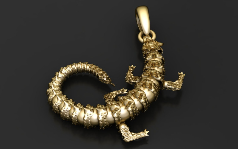 CHINESE REPTILE LIZARD PENDANT 3D PRINTABLE MODEL 3Dプリントモデル .c4d .max .obj .3ds .fbx .stl .blend