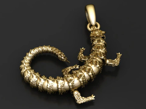 중국 파충류 도마뱀 펜던트 3D 프린트 가능 모델 3D 프린트 모델