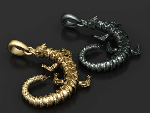 CHINESE REPTILE LIZARD PENDANT 3D PRINTABLE MODEL 3Dプリントモデル