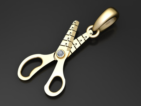 GOLDEN SCISSOR PENDANT 3D PRINTABLE MODEL 3D Принт Модель