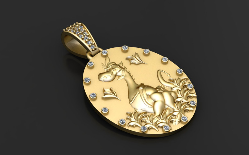 DRAGON ANIMAL COIN PENDANT 3D PRINTABLE MODEL 3D Baskı Modeli .c4d .max .obj .3ds .fbx .stl .blend