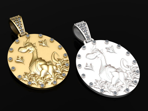 DRAGON ANIMAL COIN PENDANT 3D PRINTABLE MODEL 3D Baskı Modeli