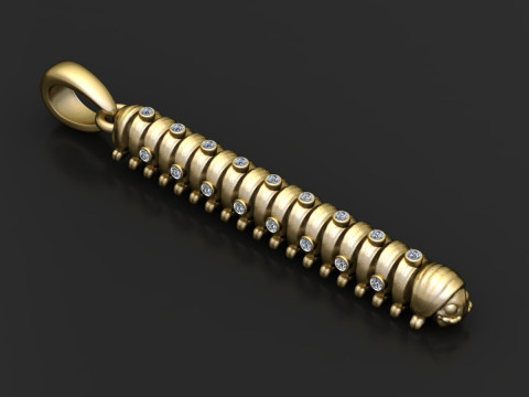GOLDEN EARTH WORM PENDANT 3D PRINTABLE MODEL 3Dプリントモデル
