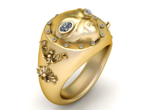 ALIEN FACE DIAMOND RING 3D PRINTABLE MODEL 3D प्रिंट मॉडल