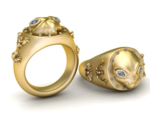 ALIEN FACE DIAMOND RING 3D PRINTABLE MODEL 3D Print Model