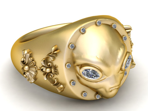 ALIEN FACE DIAMOND RING 3D PRINTABLE MODEL 3D प्रिंट मॉडल
