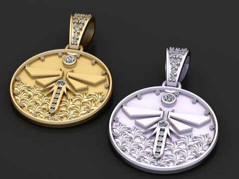 DRAGONFLY INSECT COIN PENDANT 3D PRINTABLE MODEL 3D 프린트 모델