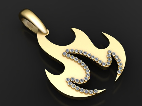 FIRE SYMBOL PENDANT 3D PRINTABLE MODEL 3D-Druckmodell