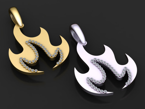 FIRE SYMBOL PENDANT 3D PRINTABLE MODEL Modelo de Impressão 3D