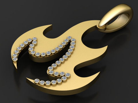 FIRE SYMBOL PENDANT 3D PRINTABLE MODEL Modelo de Impressão 3D