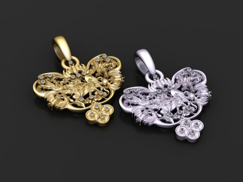 UNIQUE BUTTERFLY SHAPE PENDANT 3D PRINTABLE MODEL Modello di stampa 3D
