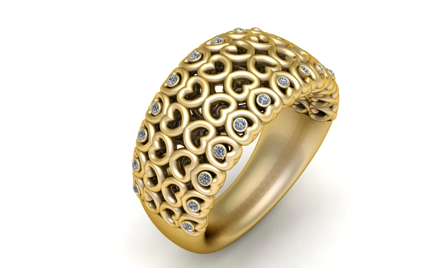 HEARTS DESIGN PRECIOUS RING 3D PRINTABLE MODEL 3D Print Model .c4d .max .obj .3ds .fbx .stl .blend