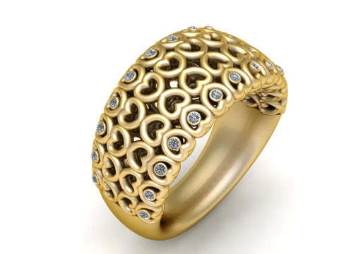 ANELLO PREZIOSO DESIGN CUORI MODELLO STAMPABILE 3D Modello di stampa 3D