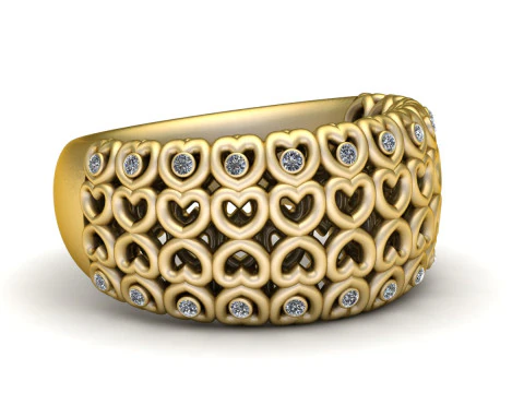 HEARTS DESIGN PRECIOUS RING 3D PRINTABLE MODEL 3D Print Model