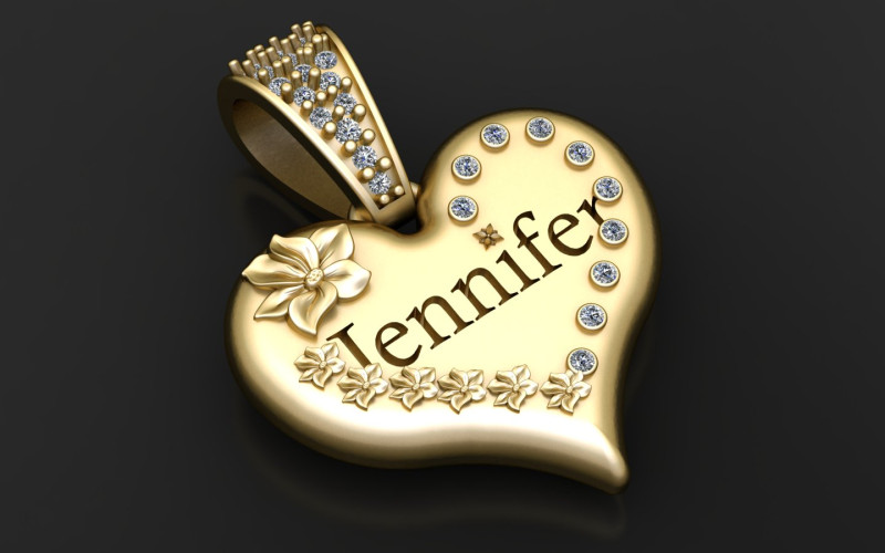 JENNIFER NAME HEART SHAPE PENDANT 3D PRINTABLE MODEL 3D Принт Модель .c4d .max .obj .3ds .fbx .stl .blend 