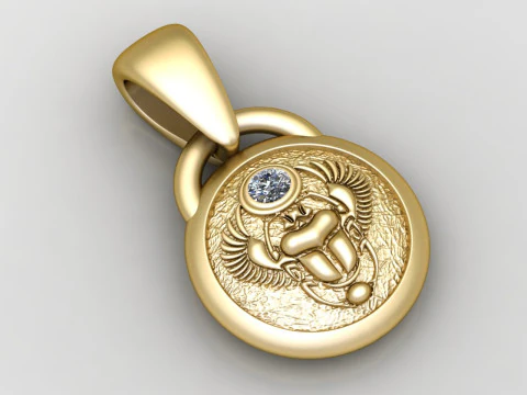 GOLDEN SCARAB ANIMAL COIN PENDANT 3D PRINTABLE MODEL 3D Print Model