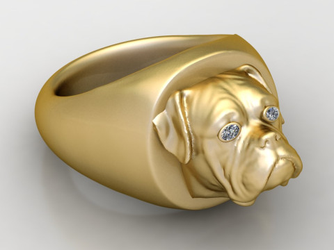 DOG ANIMAL FACE RING 3D PRINTABLE MODEL 3D Print Model