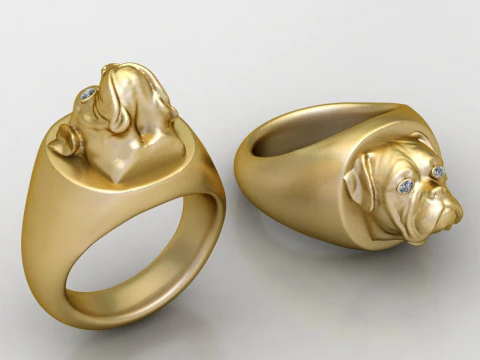 DOG ANIMAL FACE RING 3D PRINTABLE MODEL 3D Print Model