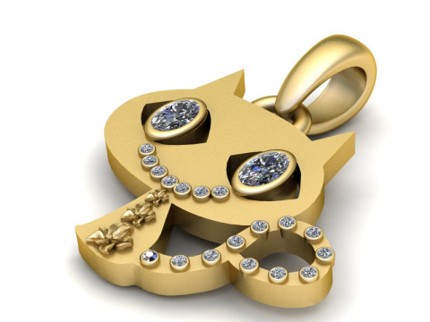NAUGHTY CAT ANIMAL GOLD PENDANT 3D PRINTABLE MODEL 3D Print Model