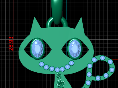 NAUGHTY CAT ANIMAL GOLD PENDANT 3D PRINTABLE MODEL 3D Print Model