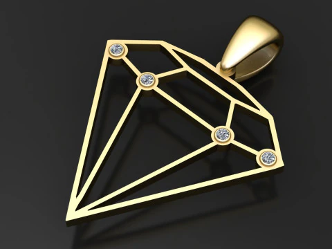 DIAMOND SHAPE GOLDEN PENDANT 3D PRINTABLE MODEL 3D Print Model