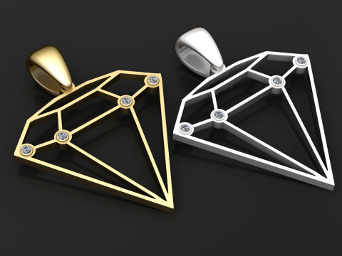 DIAMOND SHAPE GOLDEN PENDANT 3D PRINTABLE MODEL Modello di stampa 3D