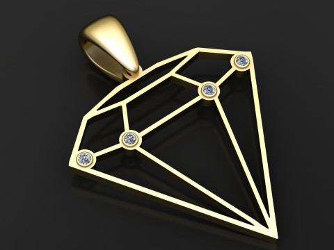 DIAMOND SHAPE GOLDEN PENDANT 3D PRINTABLE MODEL Modello di stampa 3D