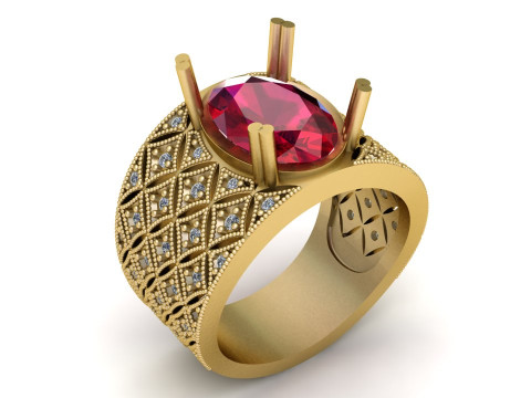 ELEGANCE RED RUBY RING 3D PRINTABLE MODEL 3Dプリントモデル