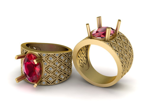ELEGANCE RED RUBY RING 3D PRINTABLE MODEL 3D Принт Модель