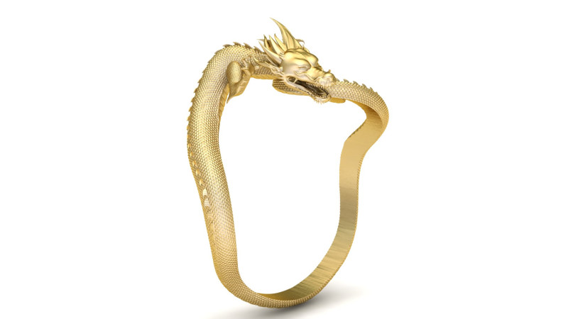 CHINESE DRAGON RING 3D PRINTABLE MODEL 3D 打印模型 .c4d .max .obj .3ds .fbx .stl .blend 