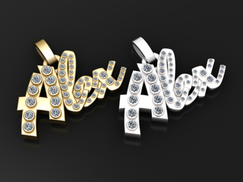 ALEX NAME GOLDEN PENDANT 3D PRINTABLE MODEL 3D प्रिंट मॉडल