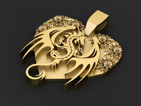 HEART SHAPE FLYING DRAGON PENDANT 3D PRINTABLE MODEL 3D Print Model
