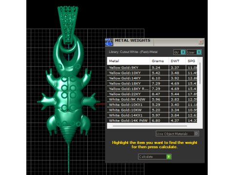 GOLDEN BEETLE INSECT PENDANT 3D PRINTABLE MODEL 3Dプリントモデル