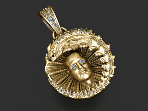 MEN FACE AND HORROR ANIMAL PENDANT 3D PRINTABLE MODEL 3D Print Model