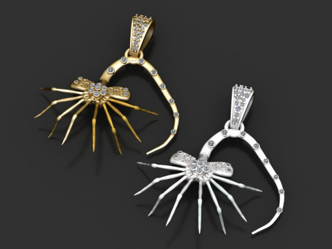SPIDER ANIMAL DIAMOND PENDANT 3D PRINTABLE MODEL 3D प्रिंट मॉडल
