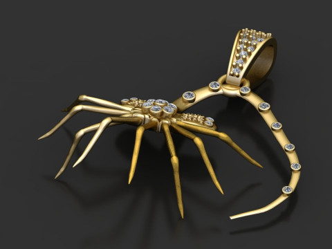 SPIDER ANIMAL DIAMOND PENDANT 3D PRINTABLE MODEL 3D प्रिंट मॉडल