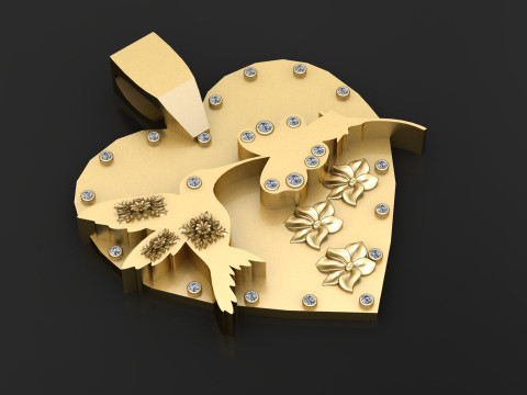 BIRD HEART SHAPE PENDANT 3D PRINTABLE MODEL Model do druku 3D