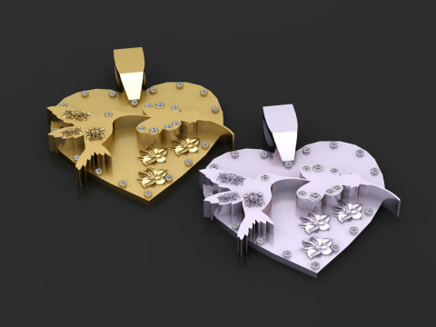 BIRD HEART SHAPE PENDANT 3D PRINTABLE MODEL 3D Print Model
